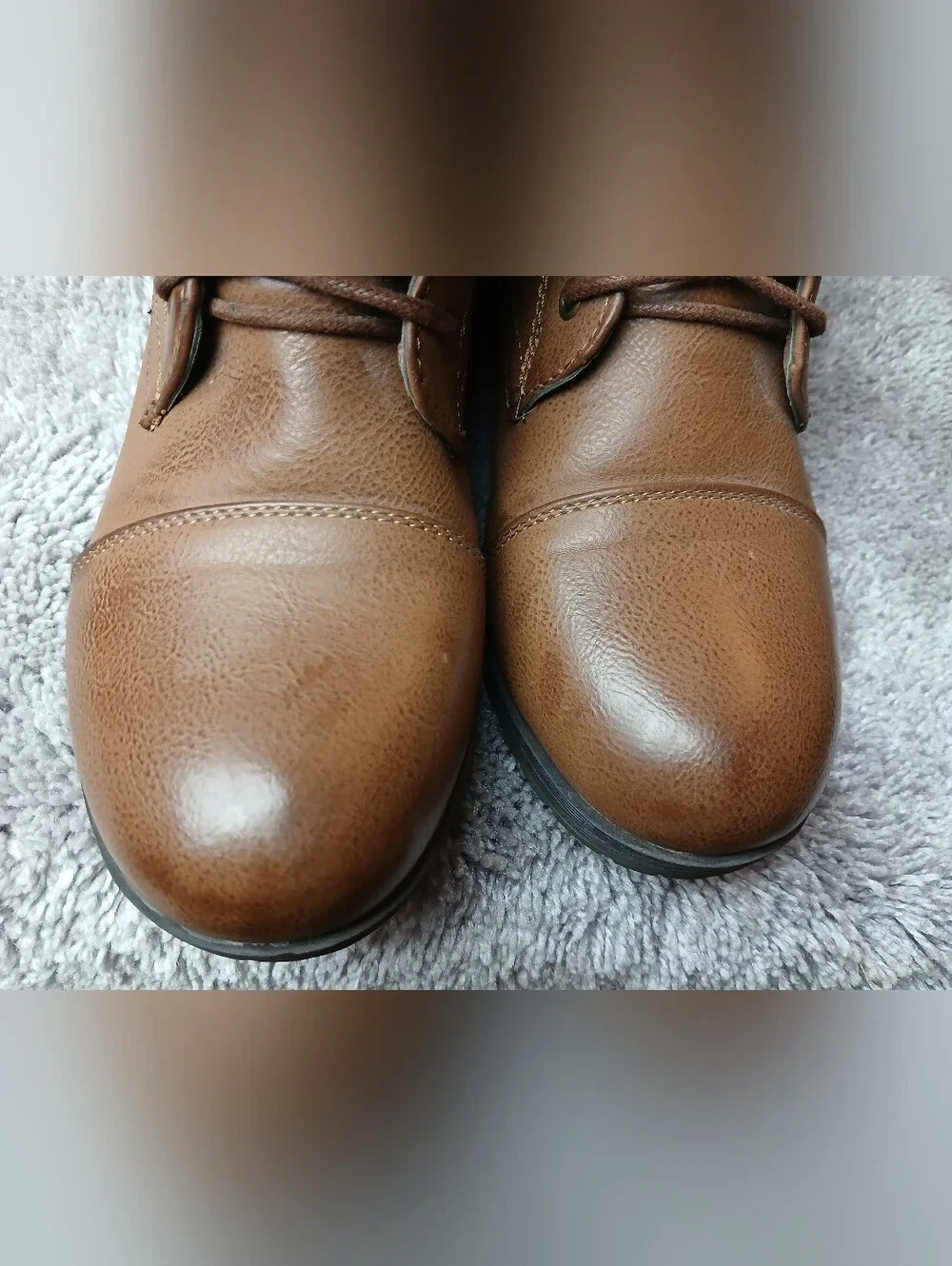 Jessica Cline Brown Cap Toe Knit Cuff Lace Up Boots 8.5
